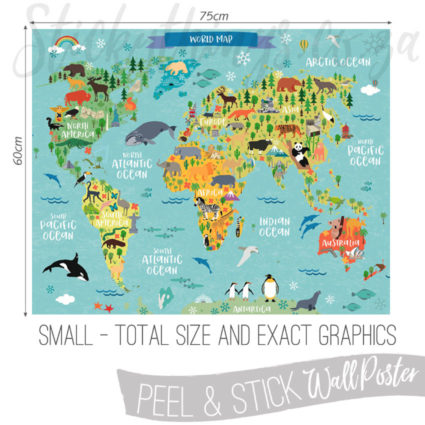 Small World Map Poster 425x425 