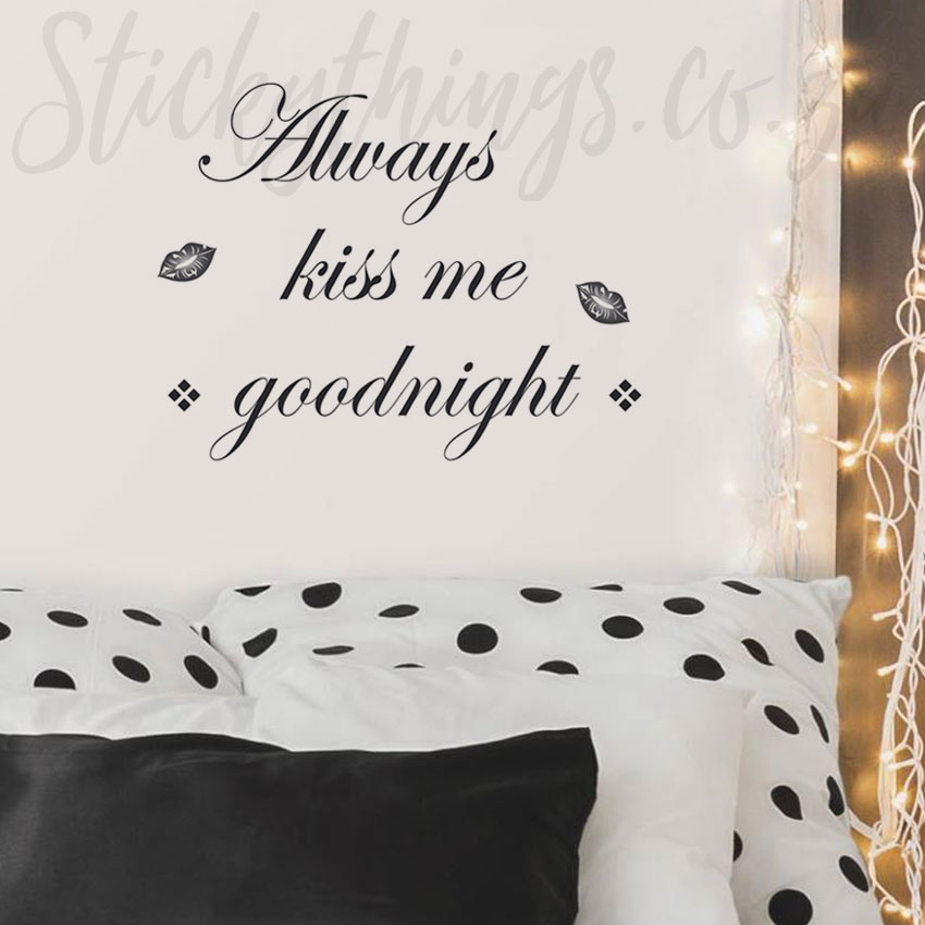 Kiss Me Goodnight Wall Decal Kiss Me Goodnight Quote Wall Sticker 4809