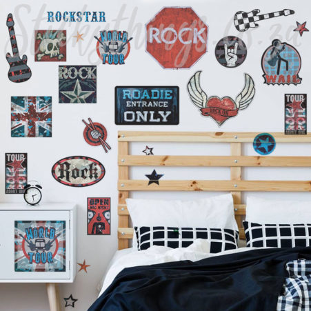 Rock Music Wall Decals Peel And Stick Boys Rock N Roll Wall Stickers