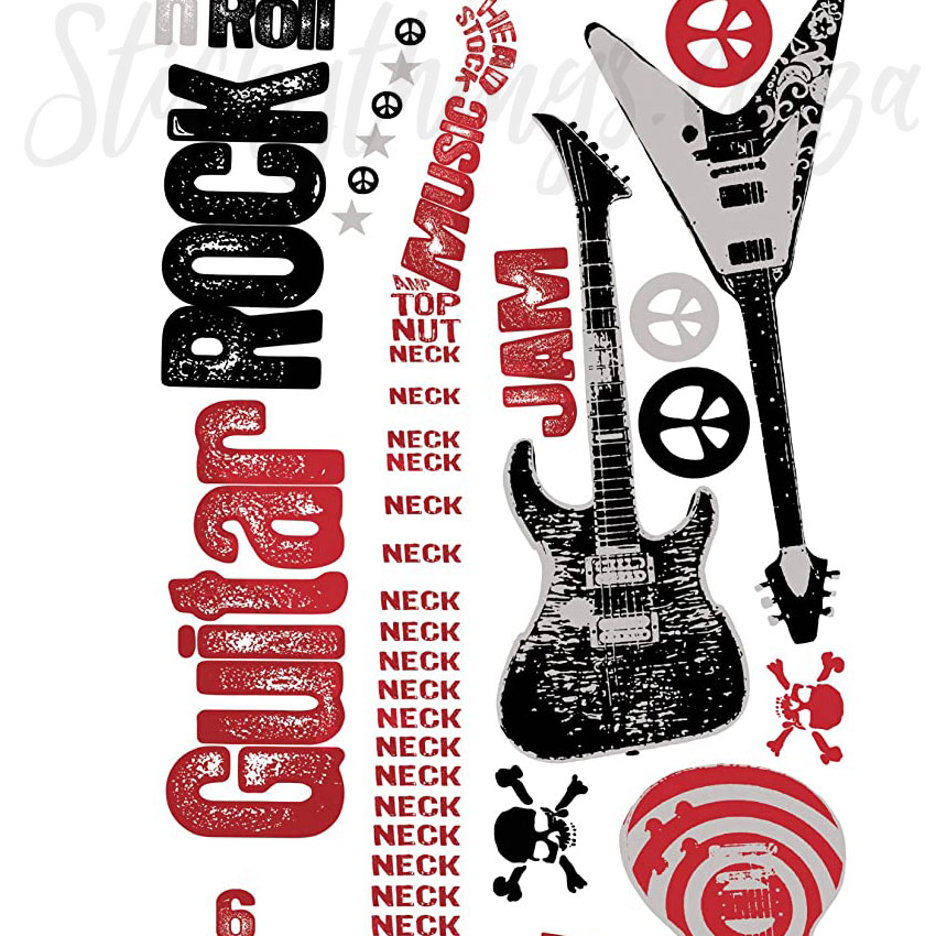 Sticker Guitare Rock - Autocollant Guitare Rock
