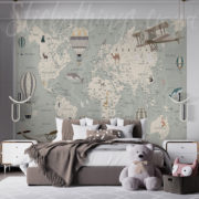 Childrens Map Of The World Mural 180x180 