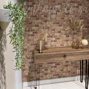 brick wallpaper brown in passage
