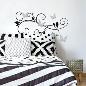 3D Bendable Butterfly Mirrors Decal Branch in black
