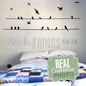 4m long Birds on a Wire Wall Sticker in black