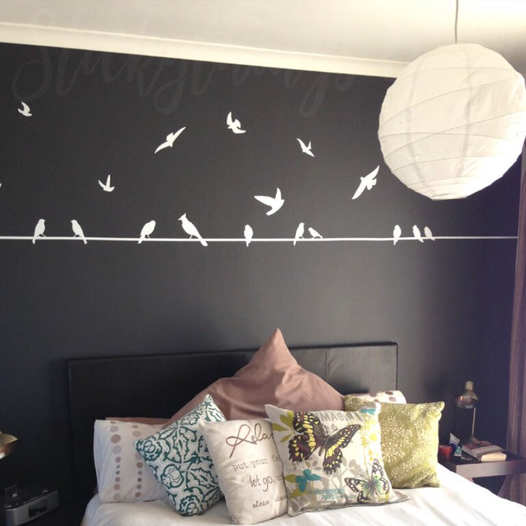 Birds on a Wire Wall Sticker in white