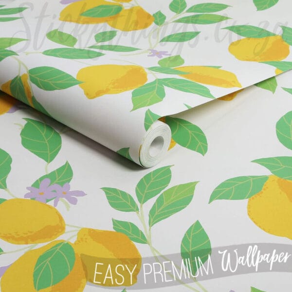 Fresh Lemons Wallpaper - Green Leaves and Lemons Wallpaper - Image 3