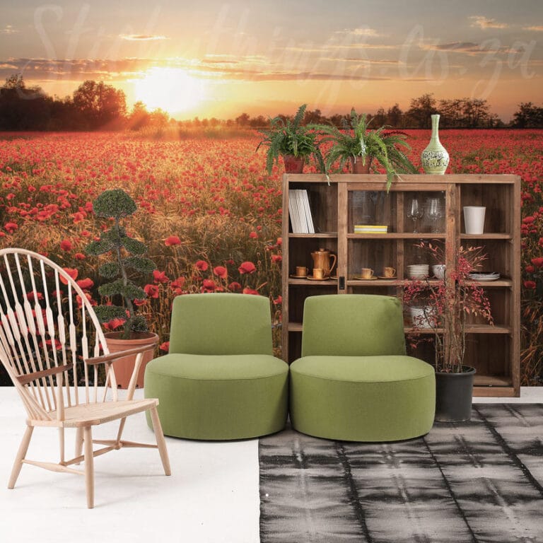 This image features our Blooming Poppy Field Wall Mural