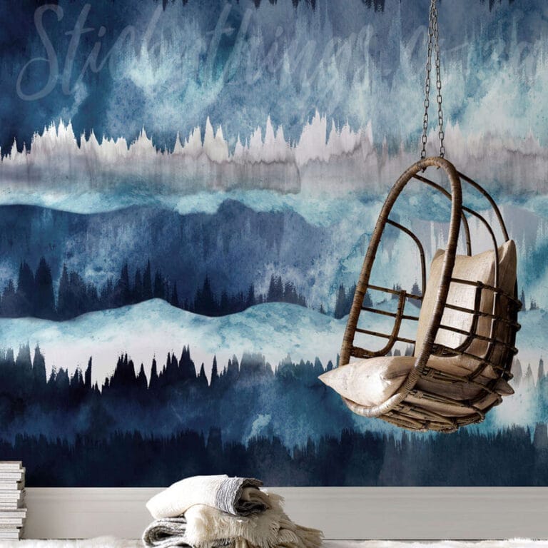 Blue Watercolour Landscape Mural