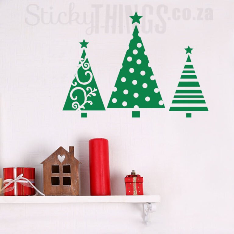 festive christmas trees wall sticker in colour green