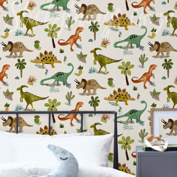 cream dinosaur and friends wallpaper