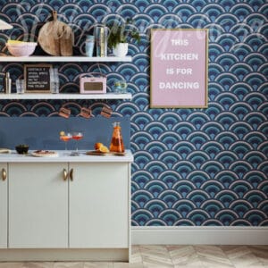 blue and pink curve wallpaper