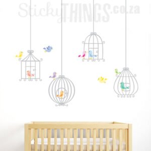 This image features our cute bird cage vinyl wall art.