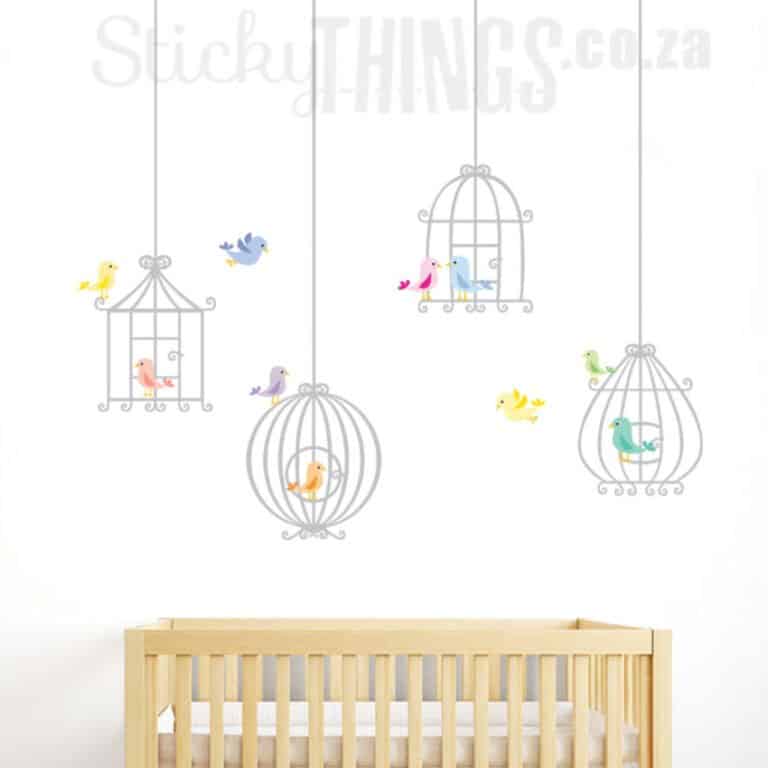 This image features our cute bird cage vinyl wall art.