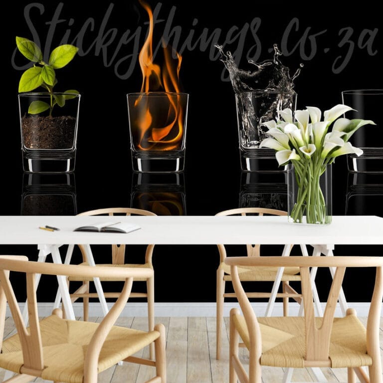 earth fire water air wall art mural
