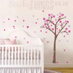 Flower Tree Wall Sticker in pink in nursery