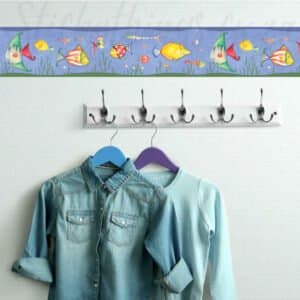 Funky Fish Border in colour above a hanging rail