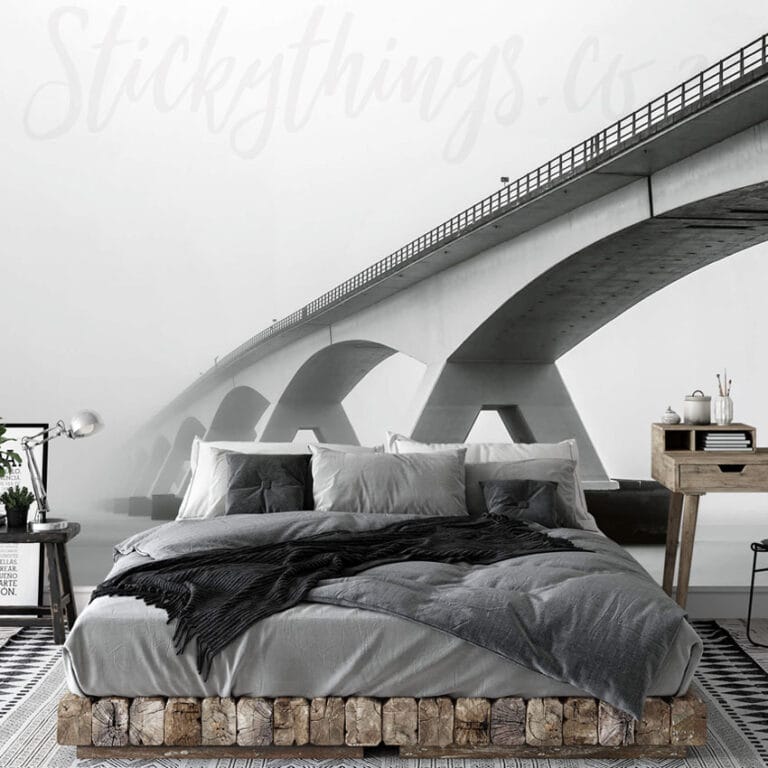 giant bridge wall mural in grey