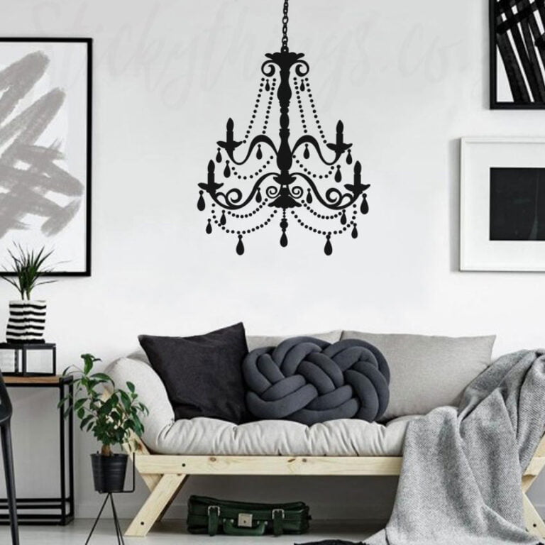 giant chandelier wall decal in black