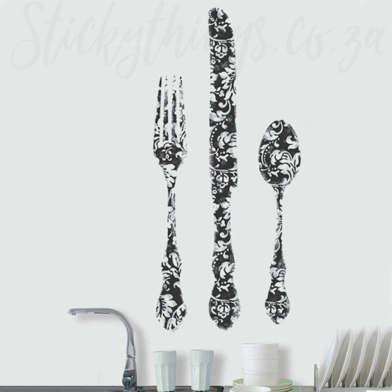 giant cutlery wall stickers in black and white