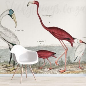ibis and flamingo wall mural