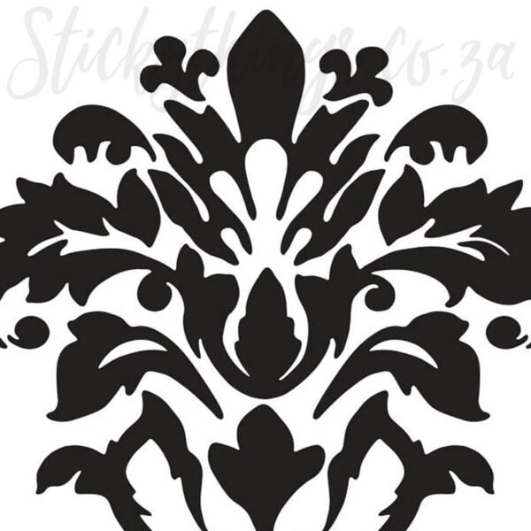 Black Damask Wall Sticker - Large Peel and Stick Damask Wall Decal - Image 2