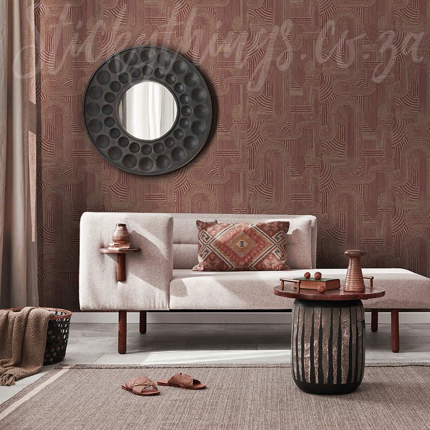 maroon geometric gold wallpaper