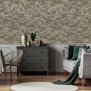 Metallic Seed Head Taupe Wallpaper - Textured Floral Wallpaper