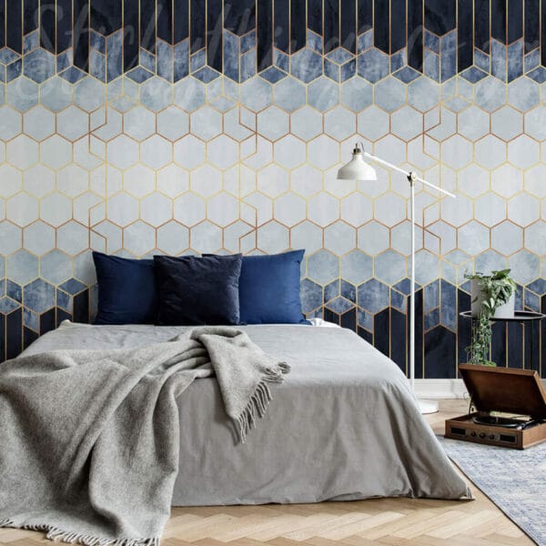 This image features our Modern Hexagons Wall Mural