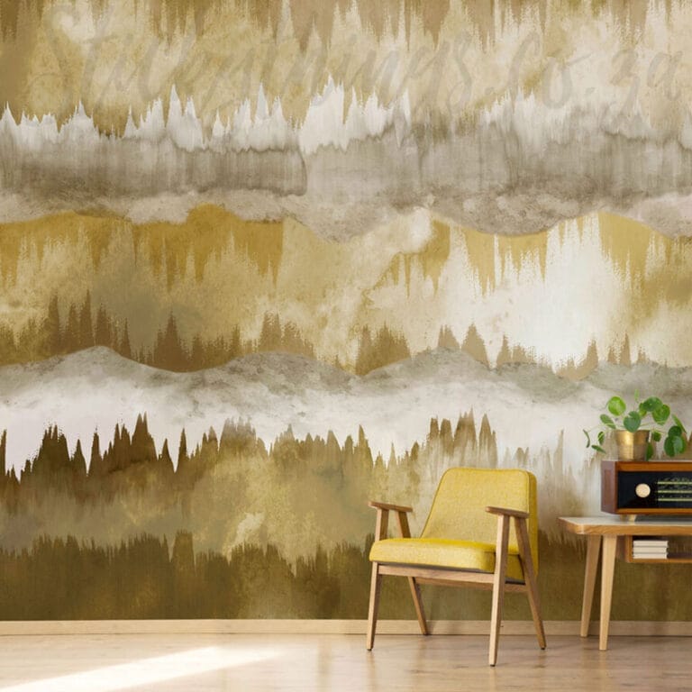 Ochre Watercolour Mountain Mural in colour