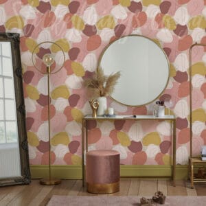 Ochre and Pink Tones Wallpaper - Geo Abstract Art Wallpaper