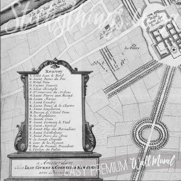 Antique Paris Map Mural - Image 4