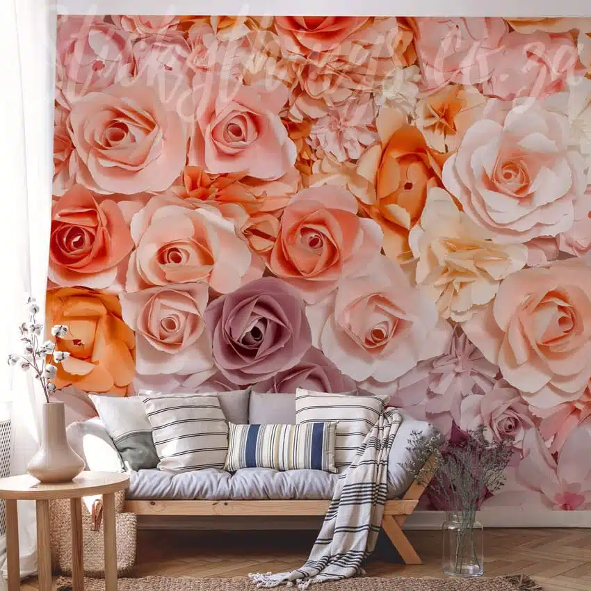 Roses Wall Mural 3D Roses Wall Mural For Living Room | 3d Floral