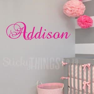 Personalised Name Wall Decal showing addison