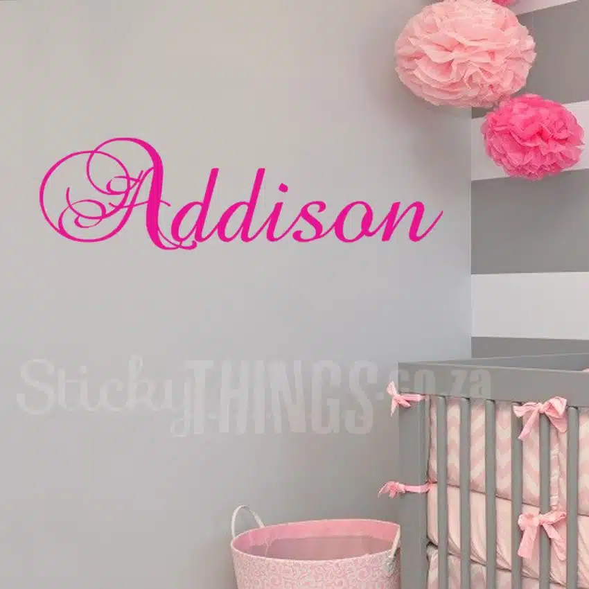 Personalised Name Wall Decal showing addison