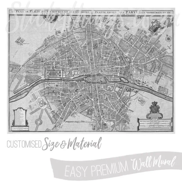 Antique Paris Map Mural - Image 5