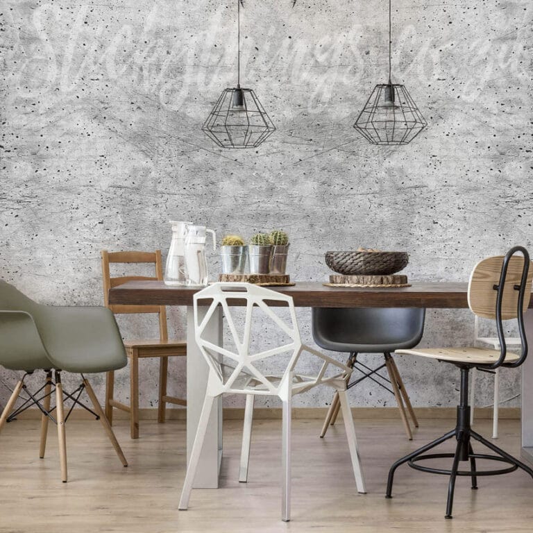 This image features our raw concrete wall mural.