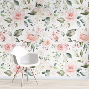 Rosanna Watercolour Wall Mural - PVC Free Delicate Roses Mural