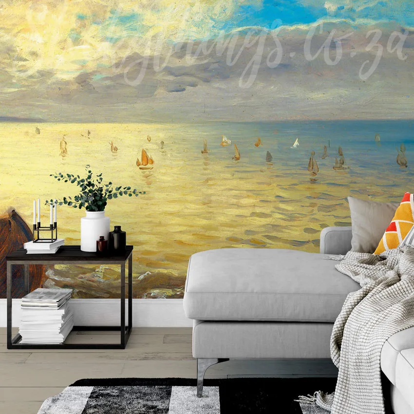 sea oil painting wall mural