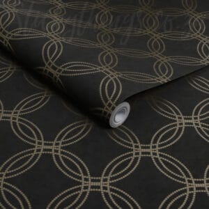 Serpentine Black Rose Gold Wallpaper - Black Metallic Geo Wallpaper