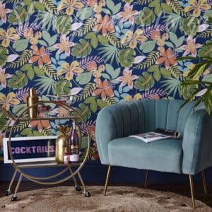 soft pink and yellow florals wallpaper