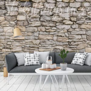 stacked stone wall mural