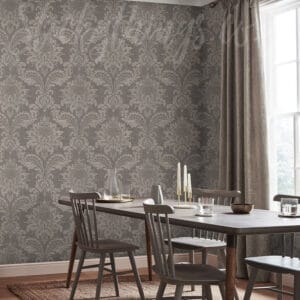 Taupe And Gold Damask Wallpaper - Metallic Textured Wallpaper