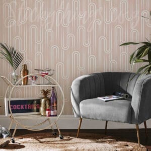 Ups and Downs Pink Wallpaper - Peach Geometric Wallpaper