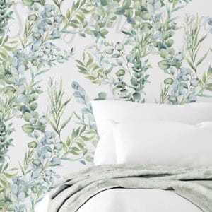 This image features our watercolour leaves wallpaper