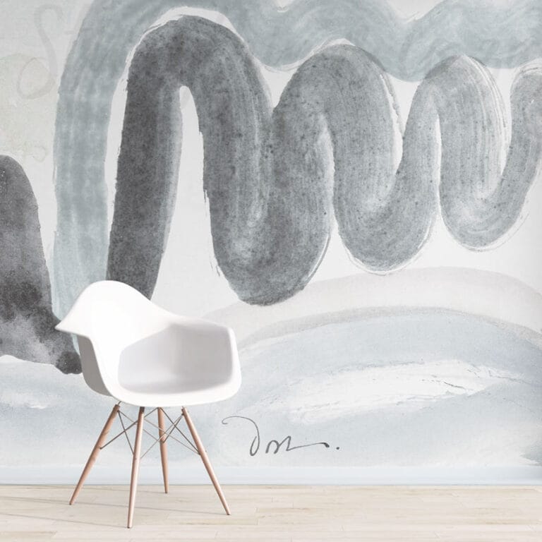 Watercolour Swish Wall Mural in grey