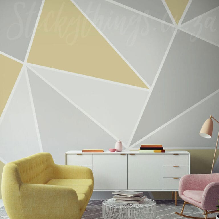 This image features our Yellow Geometric Wall Mural