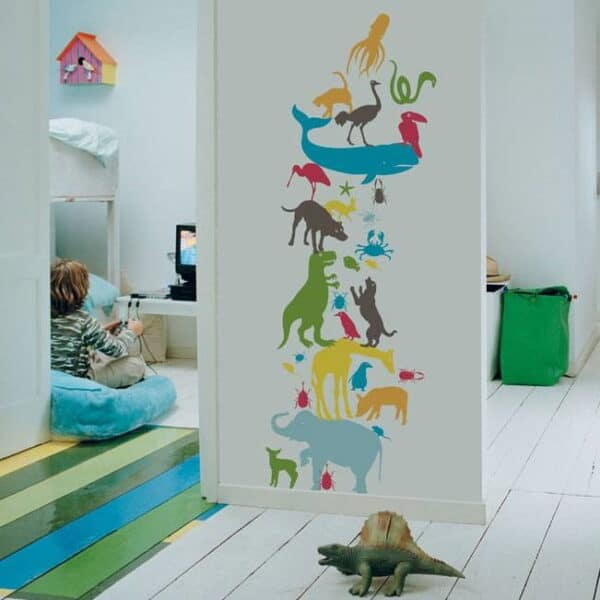 animal tower wall decals