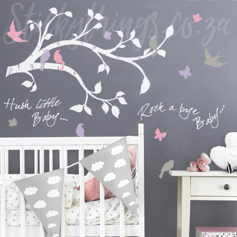 Hush Little Baby Branch Decal in nursery