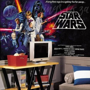Star wars wall mural in colour in room setting
