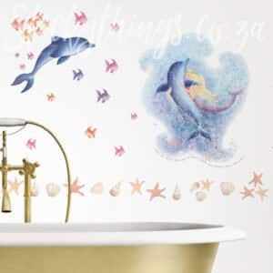 mermaid and dolphin wall sticker